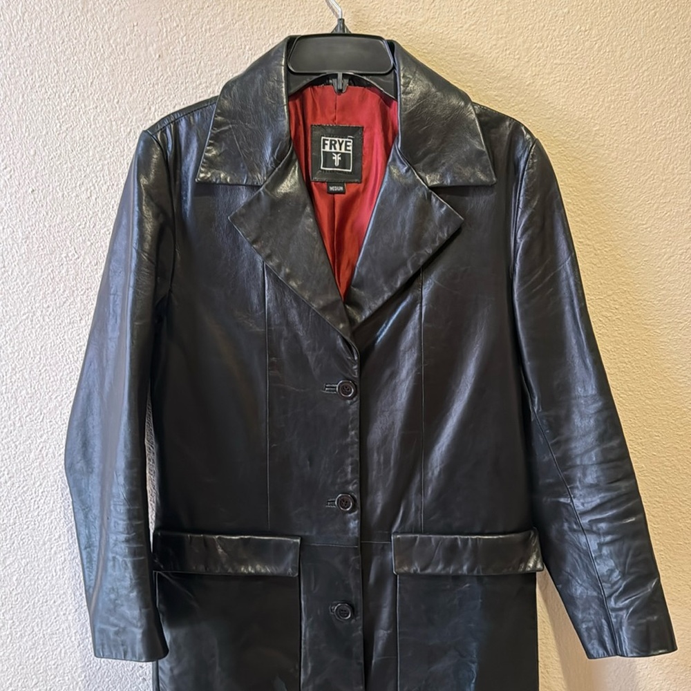 Vintage Frye Leather Trench Jacket/Coat Fabulous!